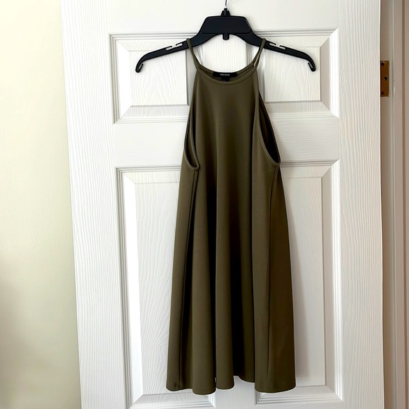 Olive Green High Neck Mini Dress - Picture 1 of 5